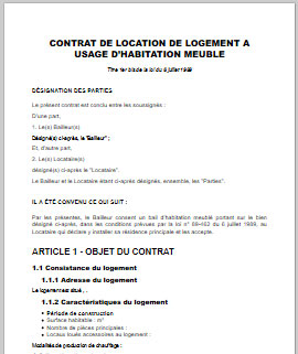 modele contrat location bail habitation