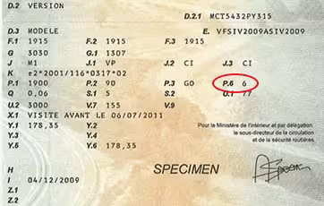 Champ P.6 : la puissance fiscale nationale sur la carte grise de la voiture
