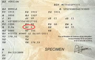 Champ S.1 : le nombre maximum de places assises dans le véhicule
