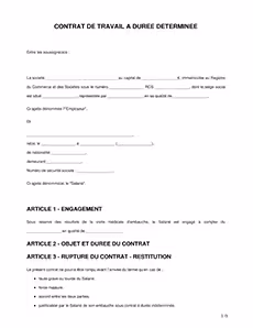 Contrat de travail à durée indéterminée CDD
