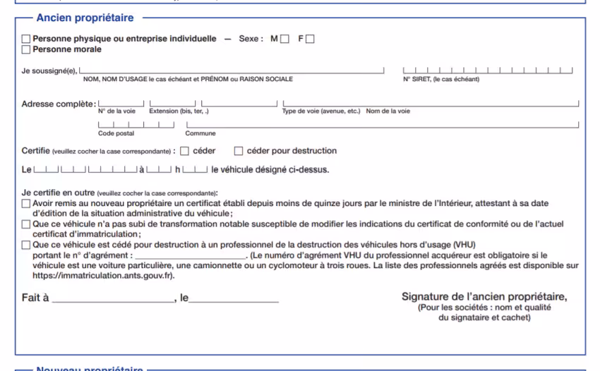 Cerfa n°15776*01 - Section 2 (ancien propriétaire)