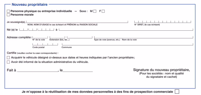 Cerfa n°15776*01 - Section 3 (nouveau propriétaire)
