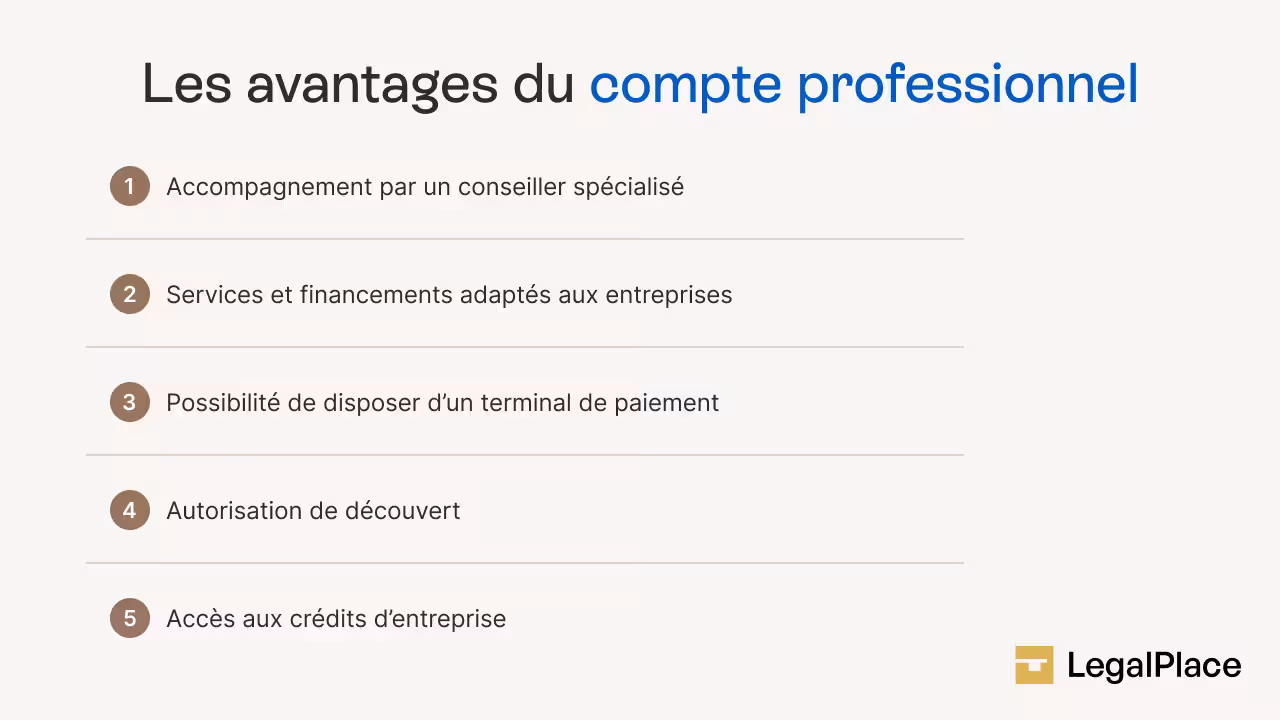 Les avantages du compte professionnel