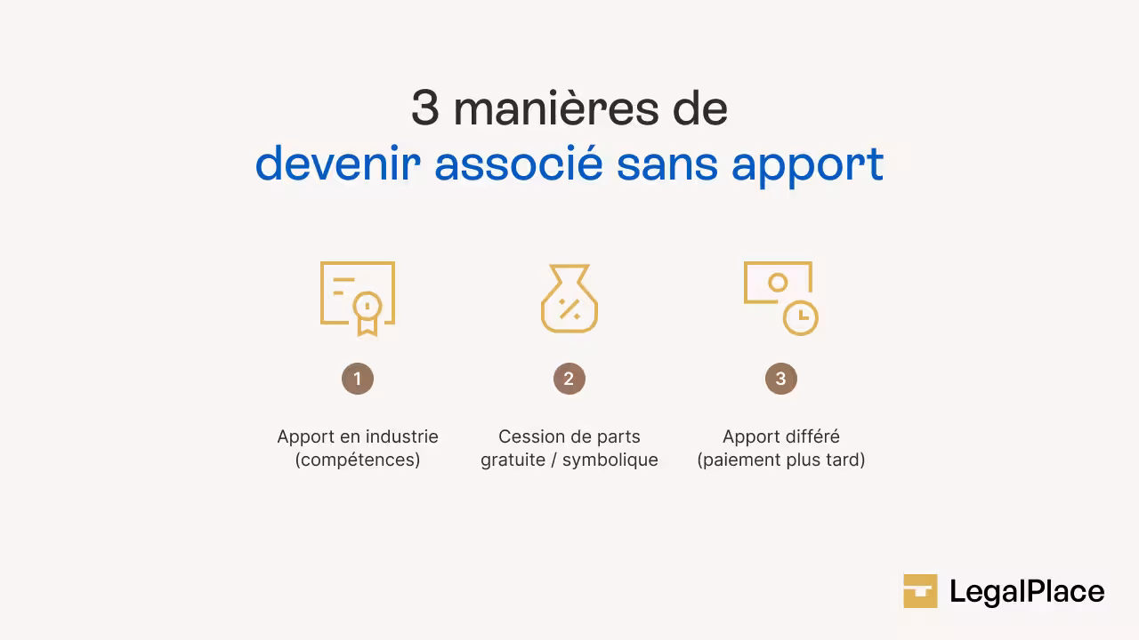 3 manières de devenir associé sans apport