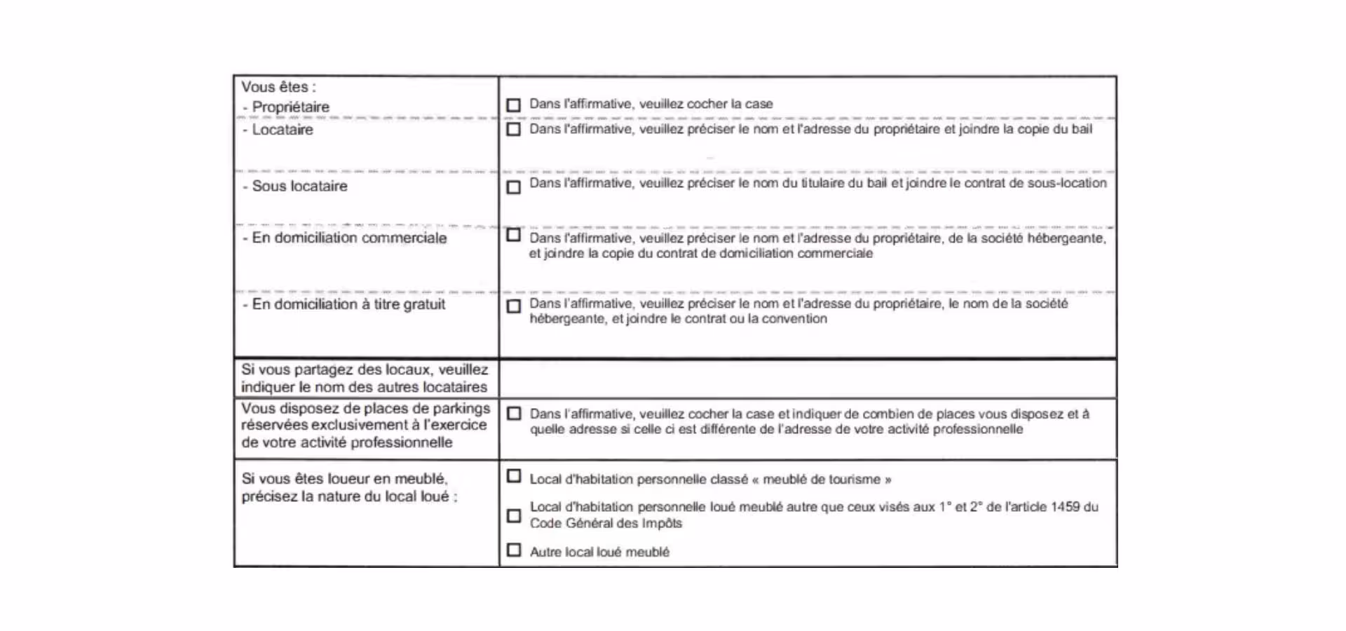 Questionnaire relatif à l'activité professionnelle encadré 3 partie 2