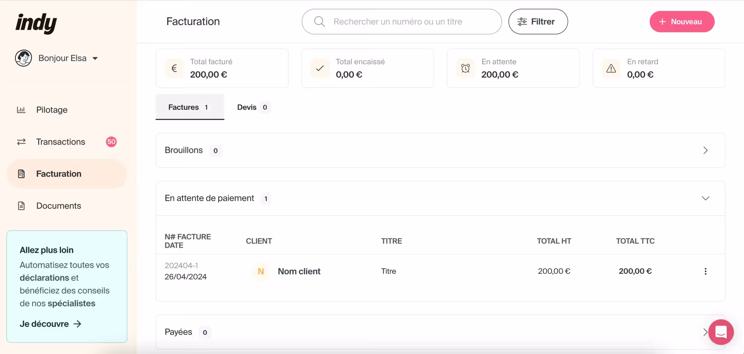 Logiciel de facturation Indy