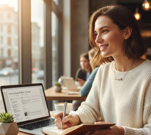 une freelance dans un café