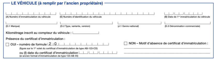Certificat De Cession D'un Véhicule D'occasion Vierge