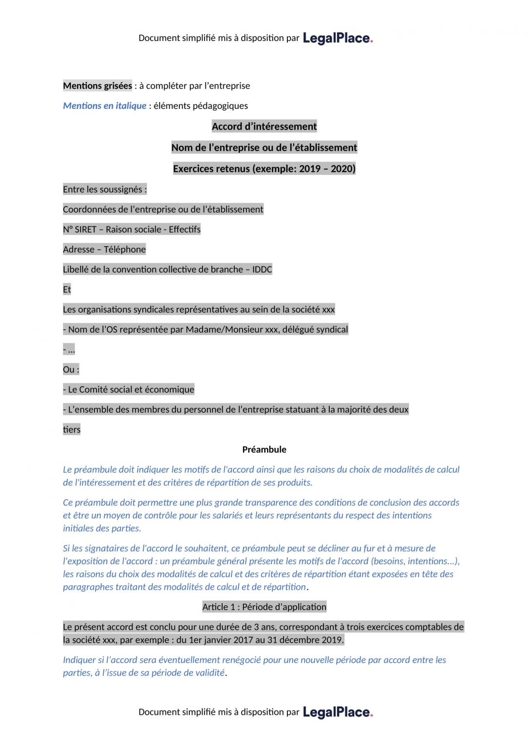 Modèle d'accord d'intéressement 2023 gratuit (Word)
