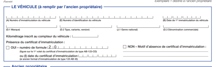 Cerfa n°15776*01 - Section 1 (véhicule)