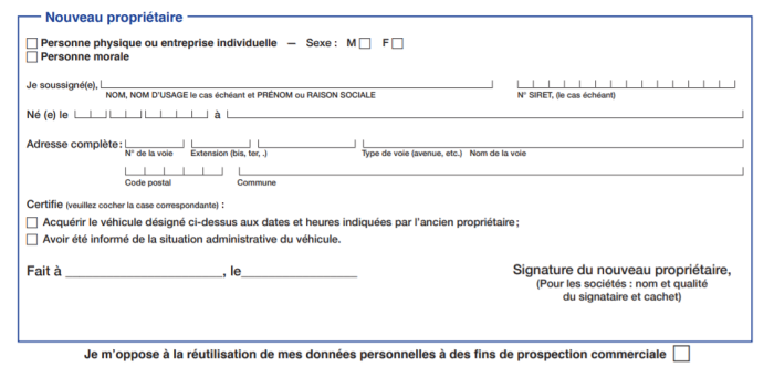 Cerfa n°15776*01 - Section 3 (nouveau propriétaire)