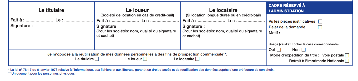 signature demande certificat immatriculation