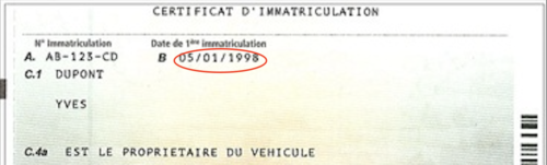 Date de première immatriculation sur carte grise