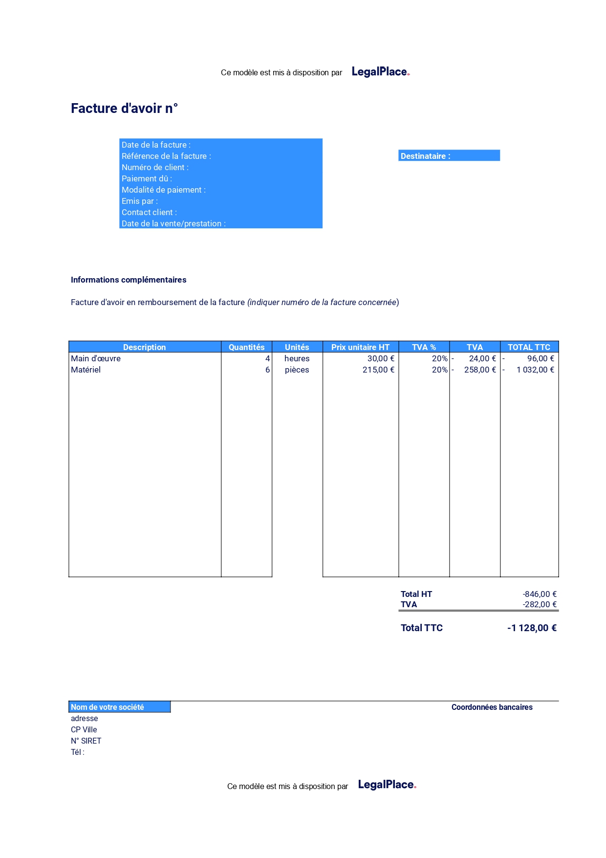 Modele Facture Avoir Excel Sample Excel Templates My - vrogue.co