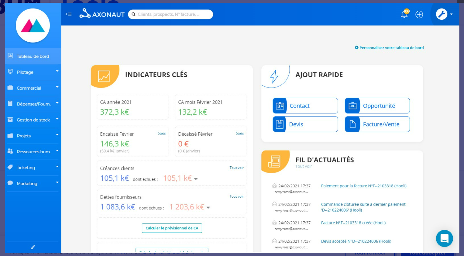 interface logiciel axonaut