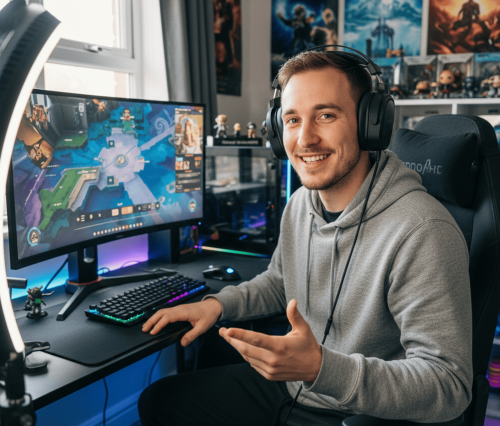 Gamer en train de faire un stream 