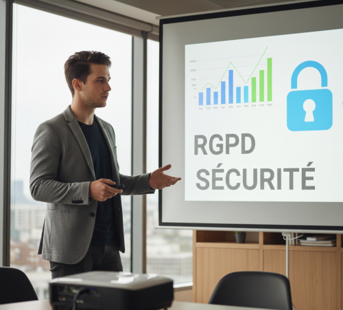 Un chef d'entreprise se pose des questions relatives à la tech et aux enjeux RGPD