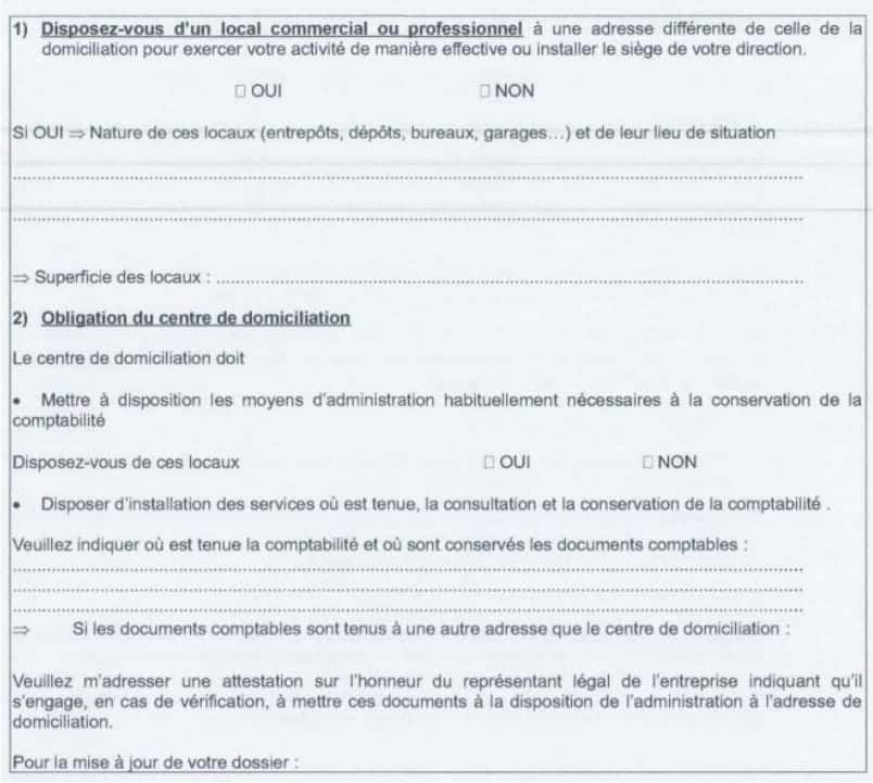 Formulaire création domiciliation encadré 3