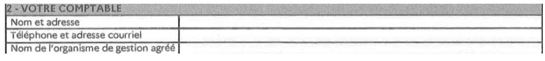 Questionnaire relatif à l'activité professionnelle encadré 2