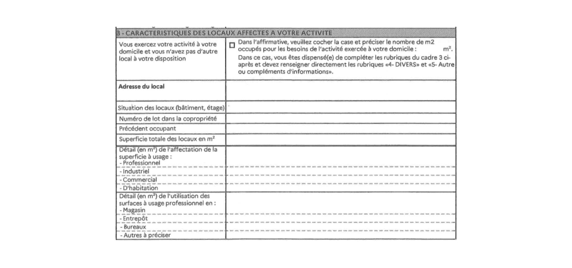 Questionnaire relatif à l'activité professionnelle encadré 3 partie 1