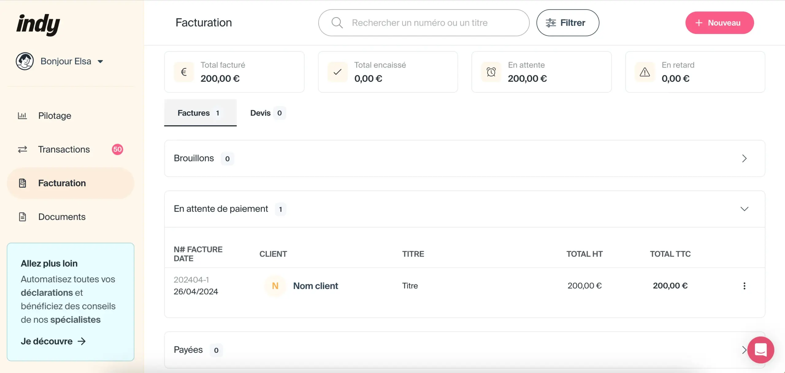 Logiciel de facturation Indy