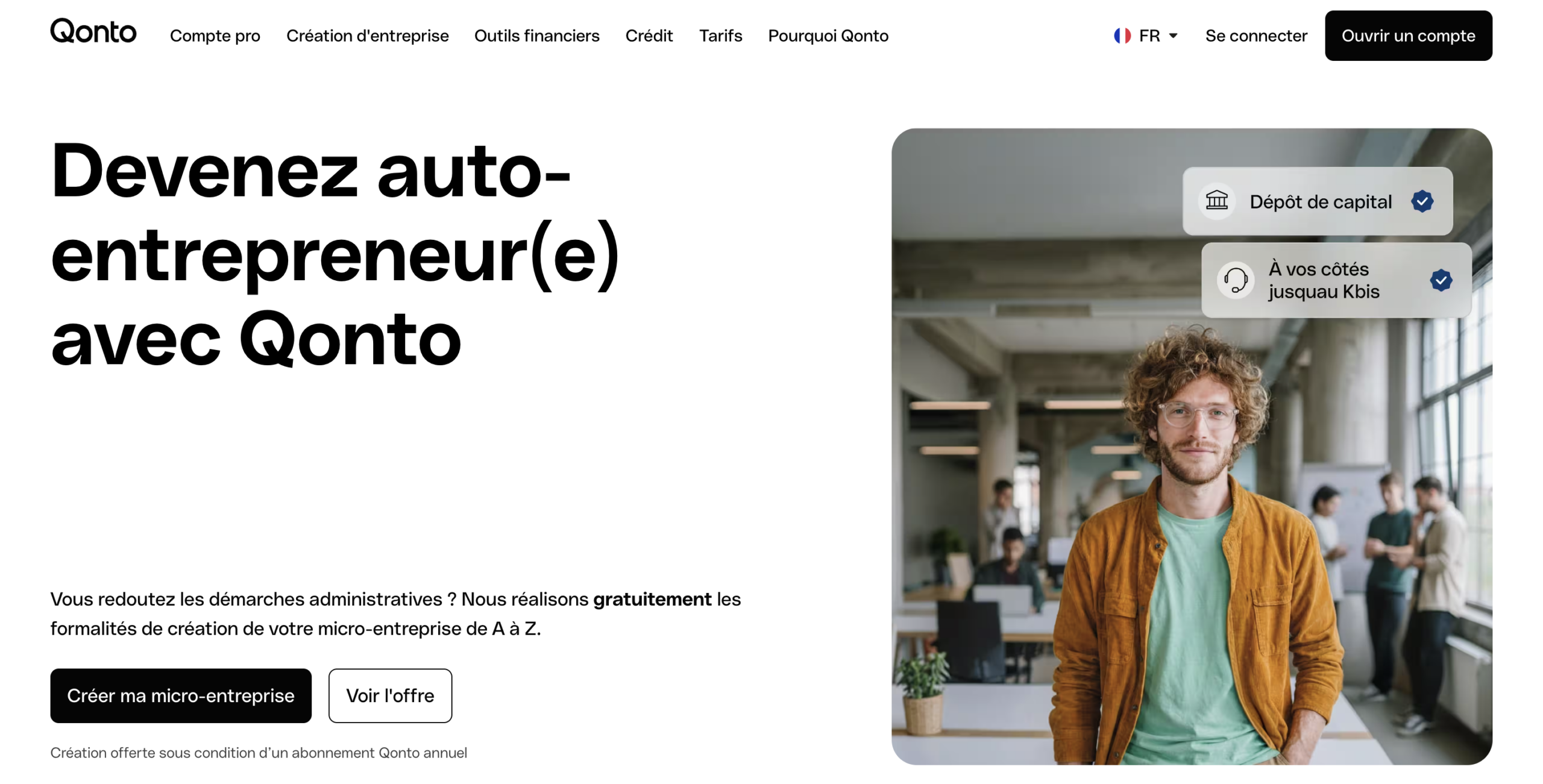 Site Qonto créer auto-entreprise