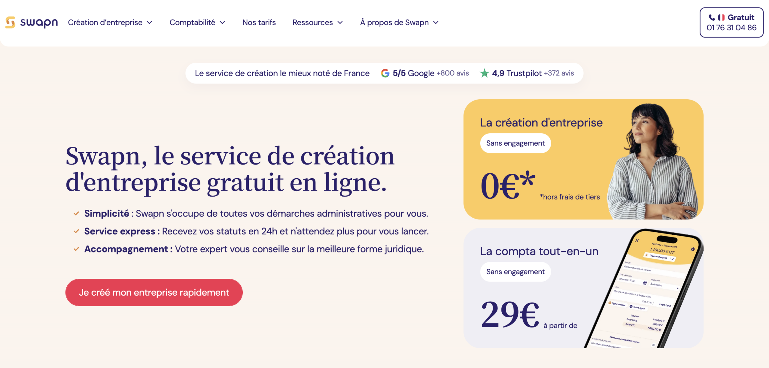 Créer entreprise Swapn