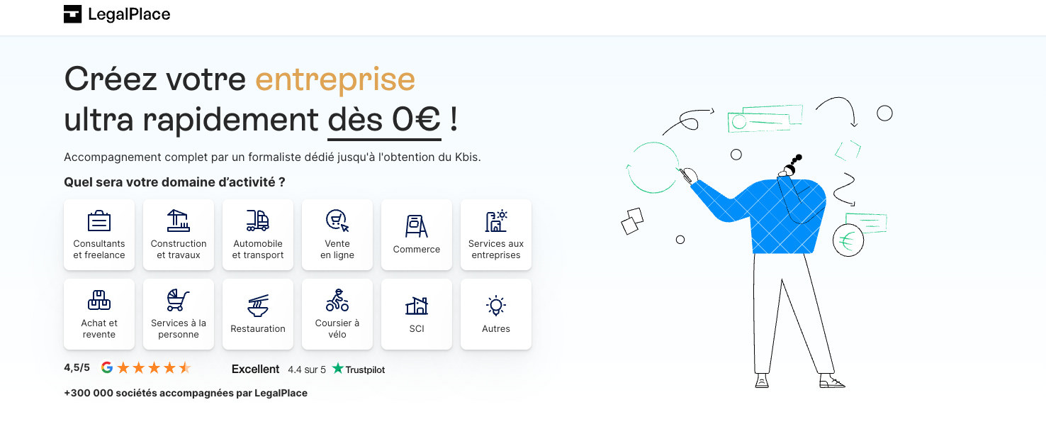 Créer entreprise LegalPlace